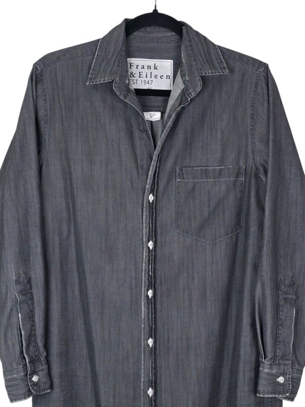 Frank & Eileen Rory Grey Washed Black Famous Denim Maxi Shirtdress Size XS - Picture 5 of 8